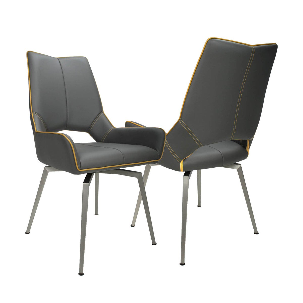 Bella Graphite Grey Leather Effect Dining Chair - Set of 4