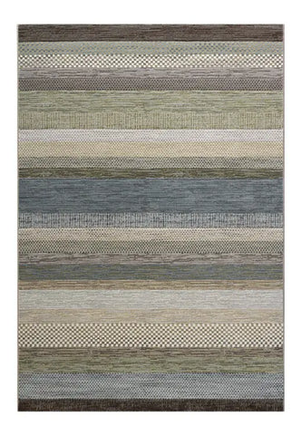 Galleria Stripe Beige Brown Grey Geometric Rug. Available in 3 colours and 8 sizes- Blue Green Rug Image 