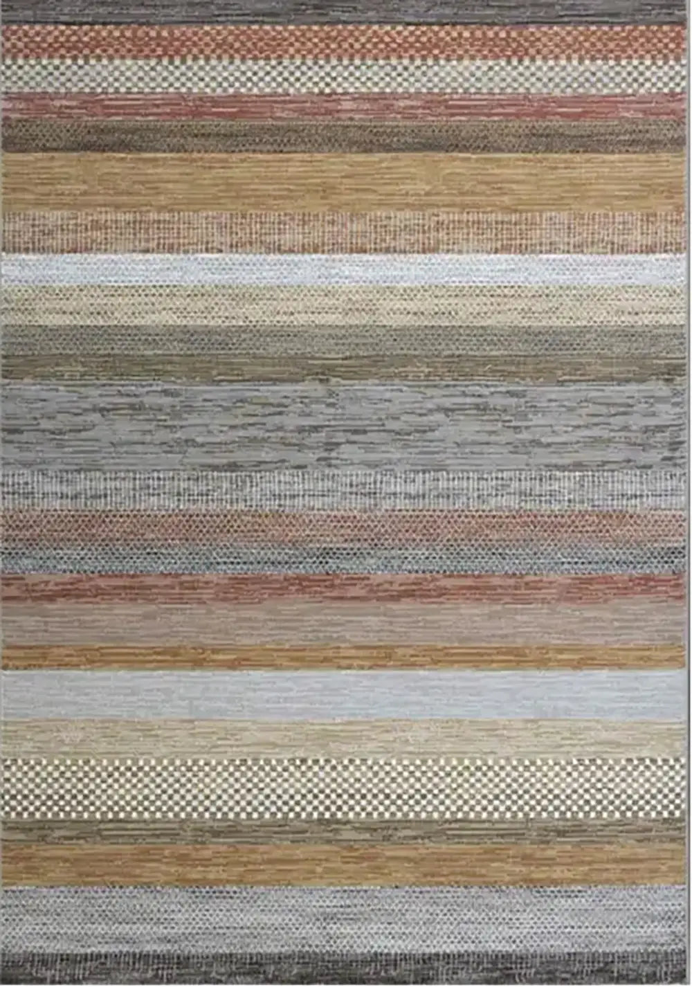 Galleria Stripe Beige Brown Rust Geometric Rug