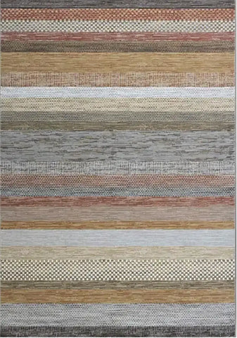 Galleria Stripe Beige Brown Rust Geometric Rug. Available in 3 colours and 8 sizes - Main Image