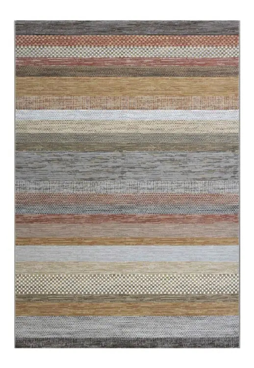 Galleria Stripe Beige Brown Grey Geometric Rug