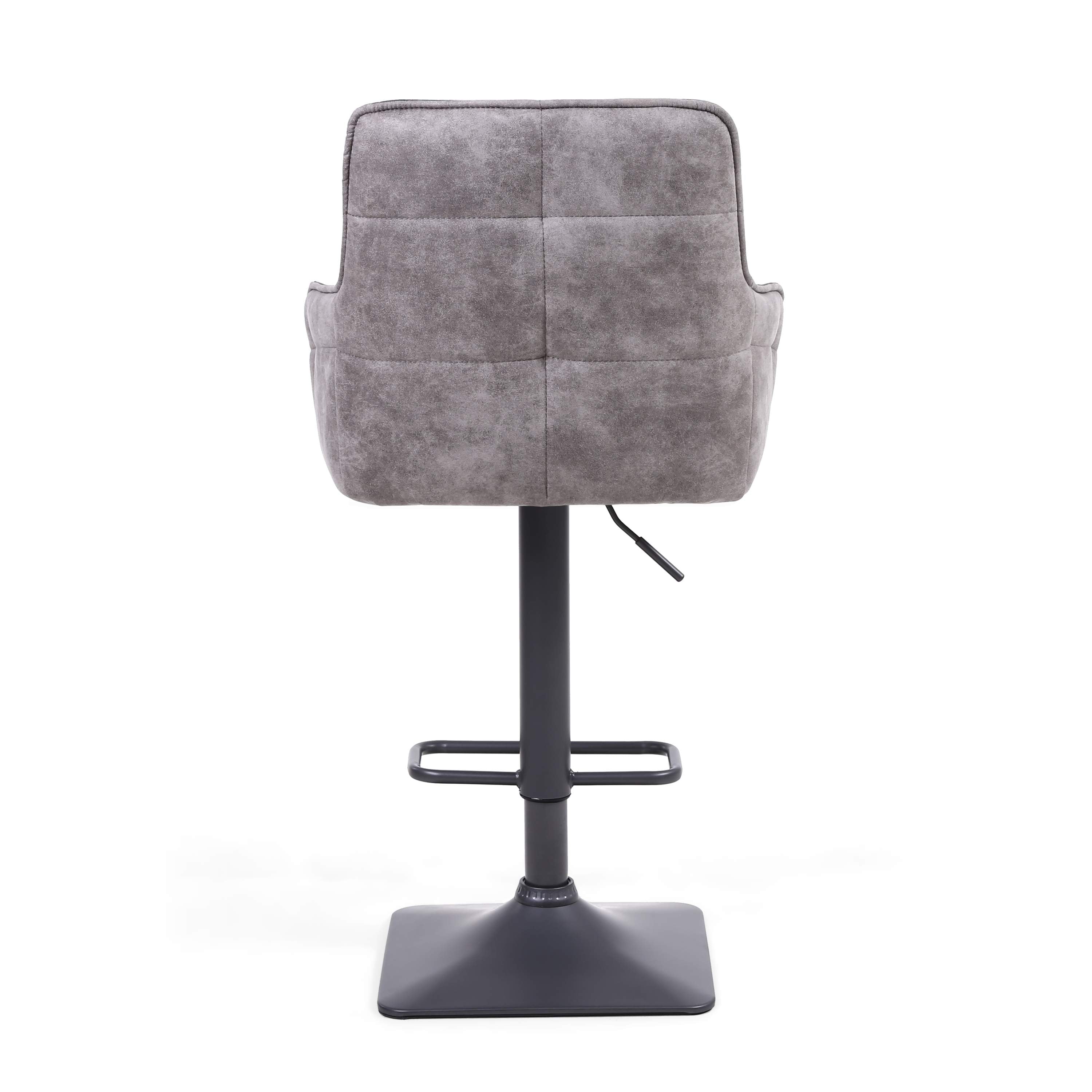 Pair of 2 Suede Effect Light Grey Bar Stools