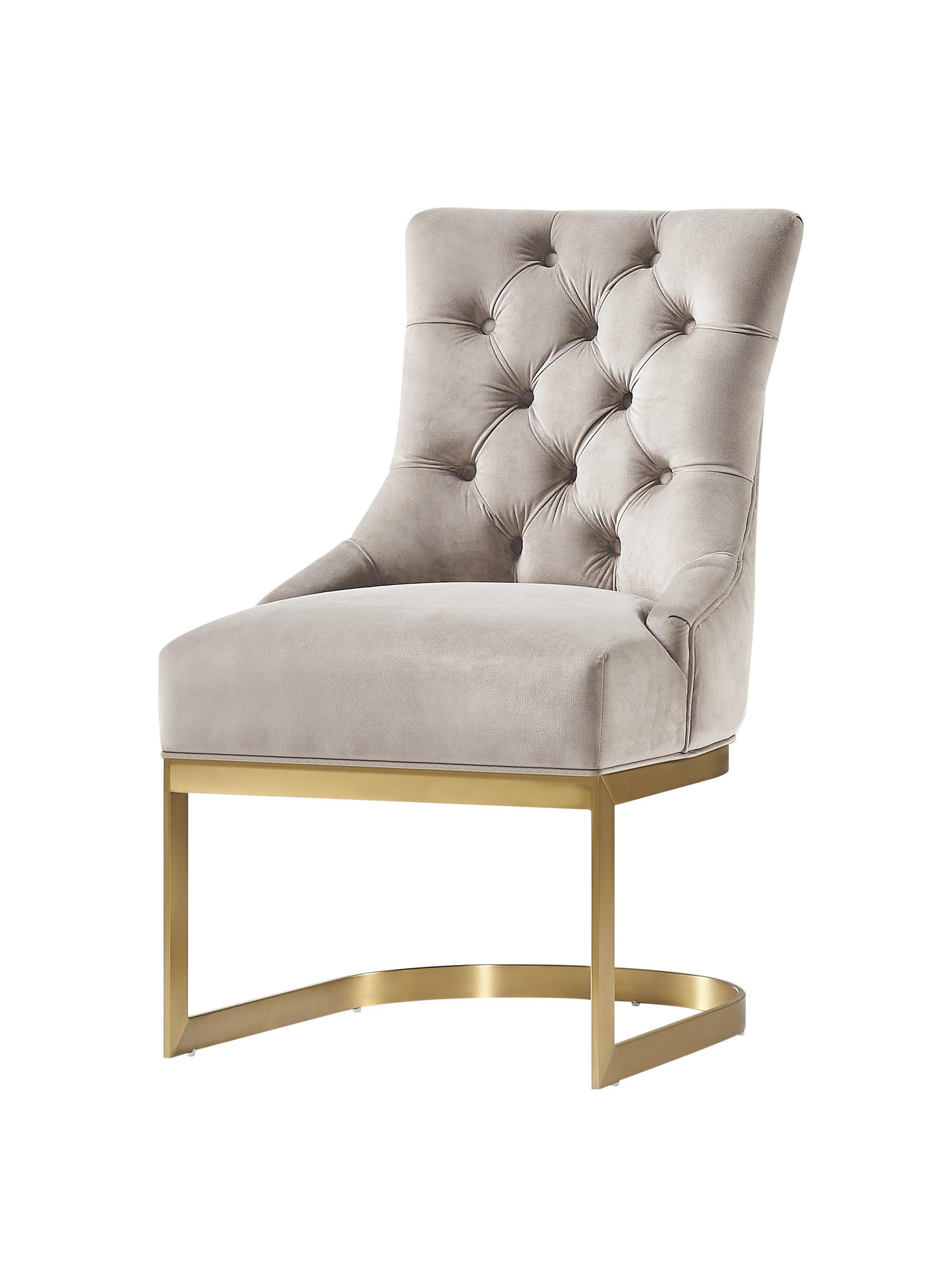 Hemingway Taupe Velvet Dining Chair with Gold Legs