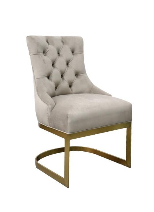 Hemingway Taupe Velvet Dining Chair with Gold Legs