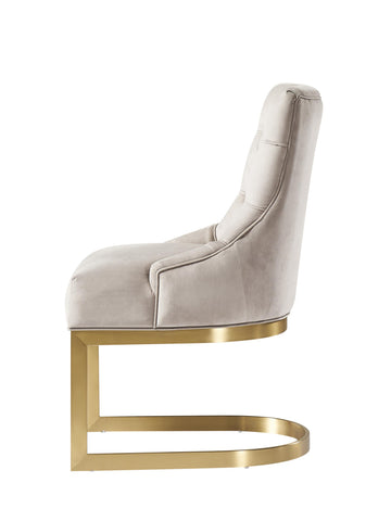 Hemingway Taupe Velvet Dining Chair with Gold Legs - Side Image 