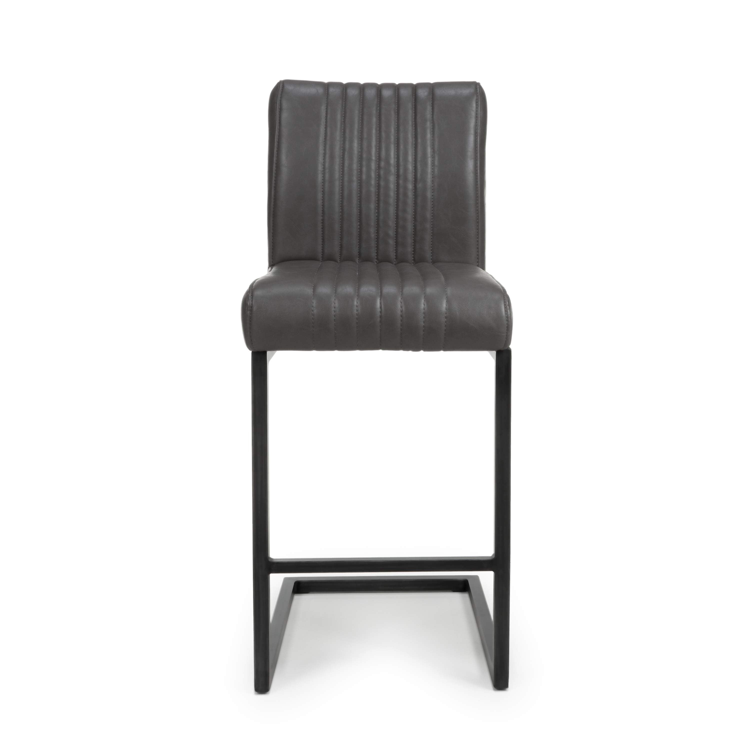 Pair of Leather effect Grey Bar Chair