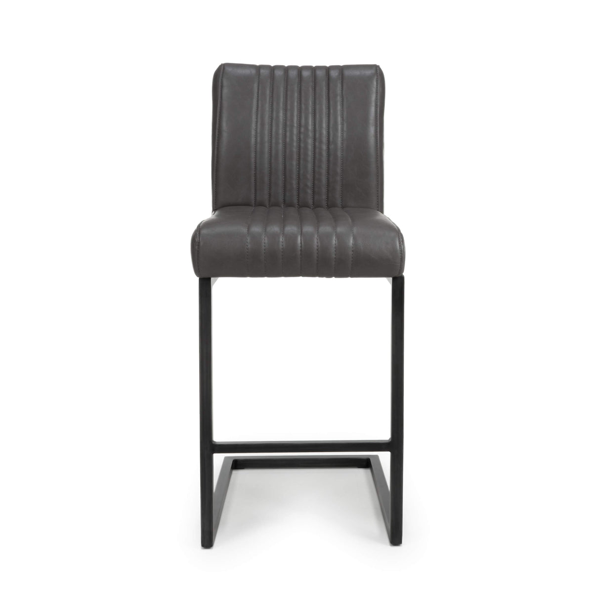 Pair of Leather effect Grey Bar Chair-Bar-Stools-Main-Image