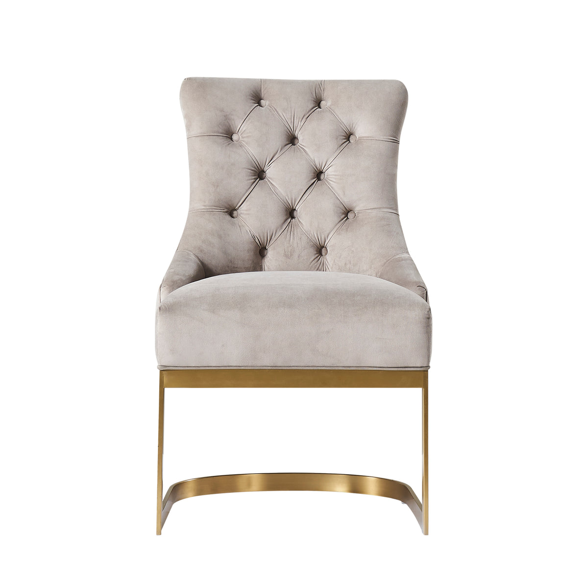 Hemingway Taupe Velvet Dining Chair with Gold Legs - Main Image