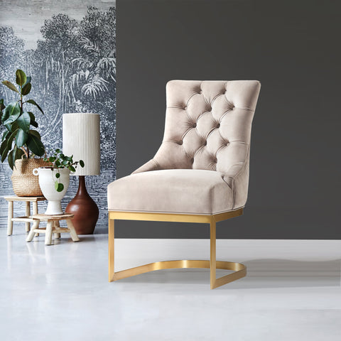 Hemingway Taupe Velvet Dining Chair with Gold Legs - Lifestyle Image