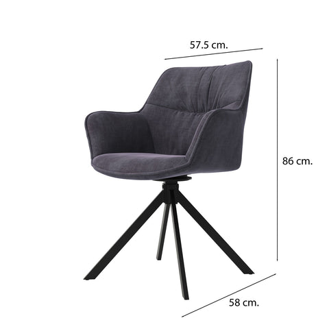 Set of 4 Marvel Graphite Dining Chairs - Measurements Image