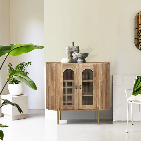 Apollo Mango Wood 2 Door Bar Cabinet - Lifestyle image