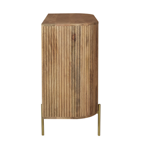 Apollo Mango Wood 2 Door Bar Cabinet - Ribbed Detail Image 