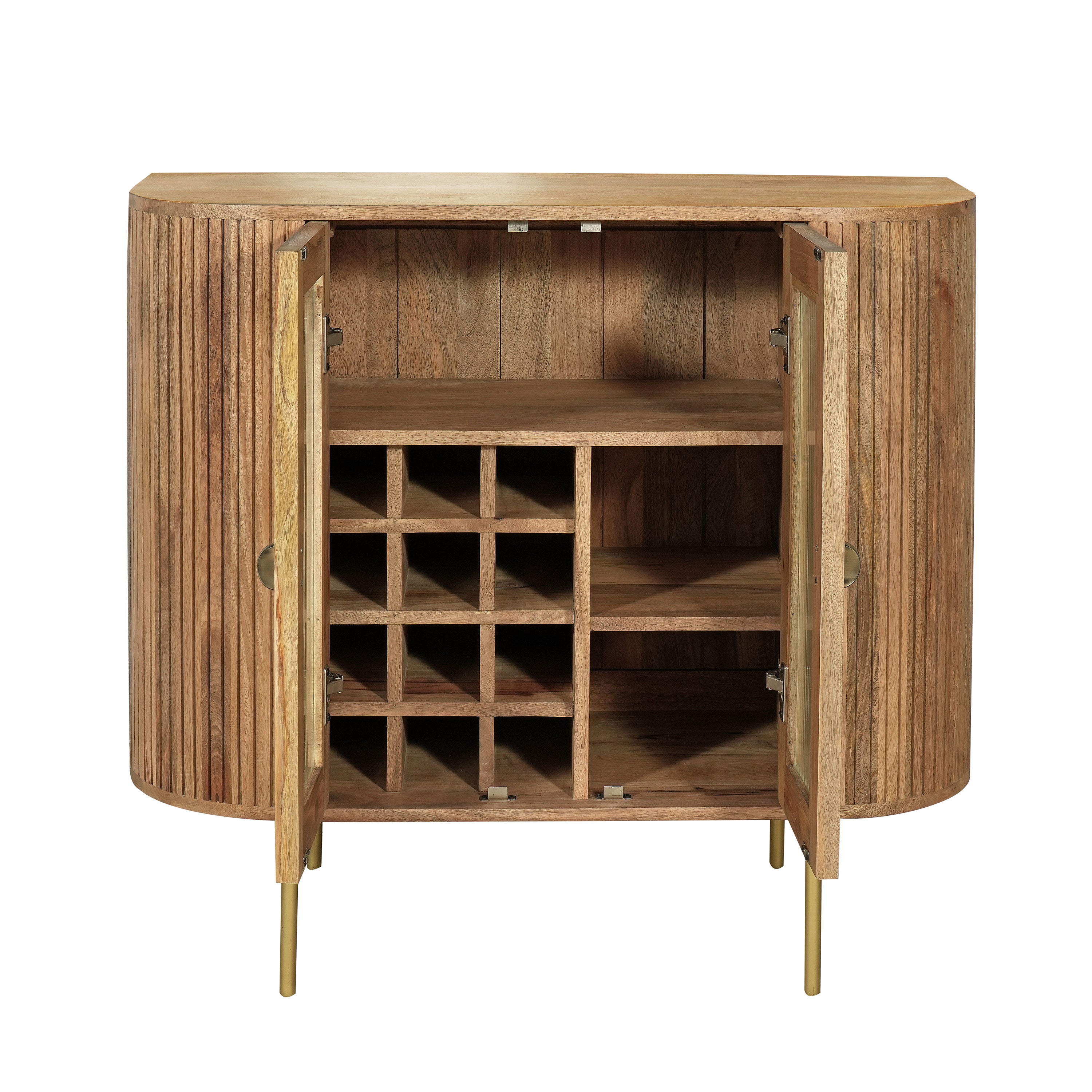 Apollo Mango Wood 2 Door Bar Cabinet - Interior Image