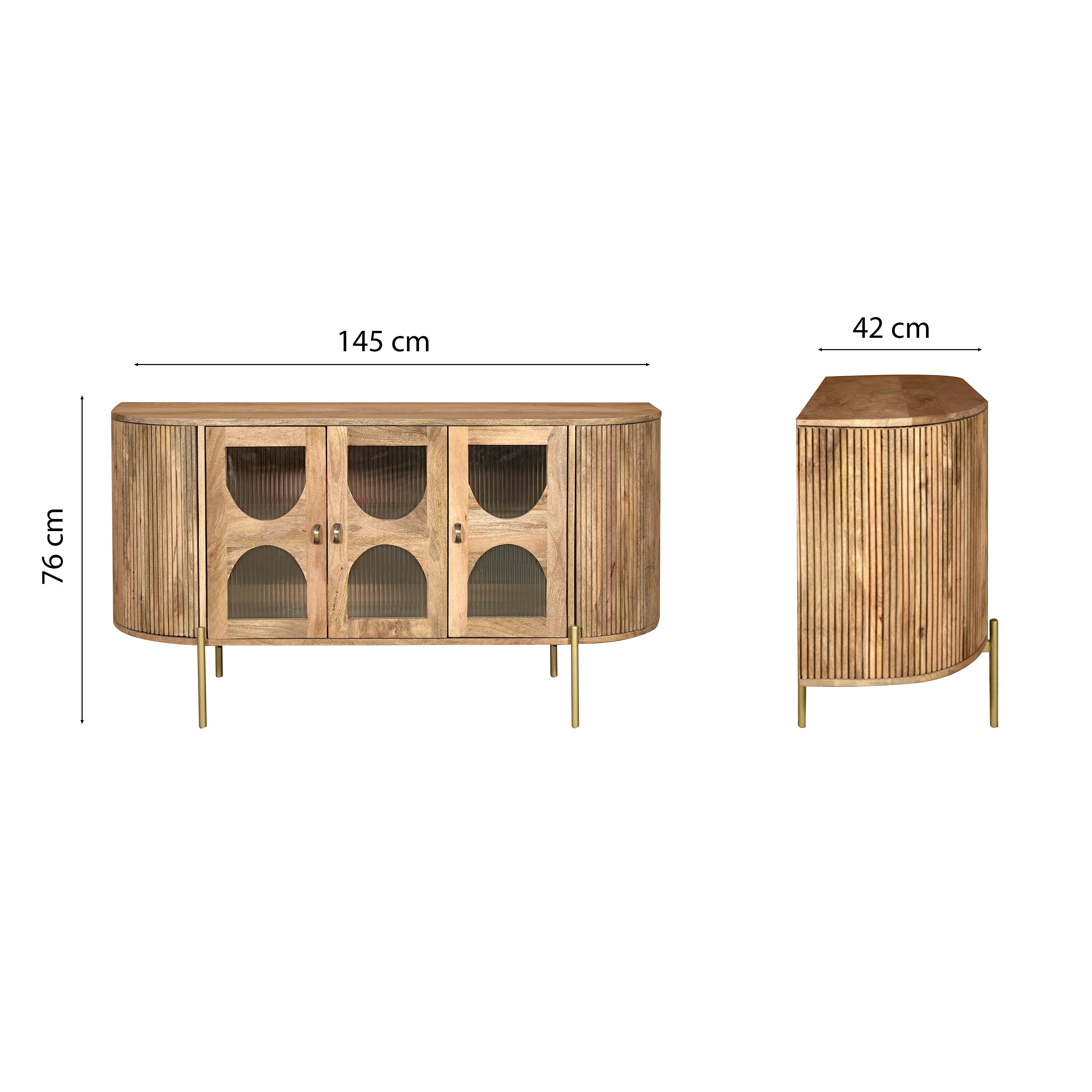 Apollo Mango Wood 3 Door Sideboard - Measurement Image