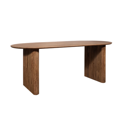 Zen Mango Wood Oval Dining Table with Boucle Chairs, matching furniture available - Dining Table Image