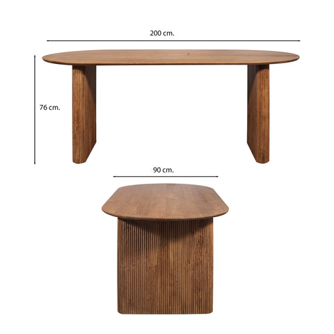 Zen Mango Wood Oval Dining Table with Boucle Chairs, matching furniture available - Dining Table Measurements Image