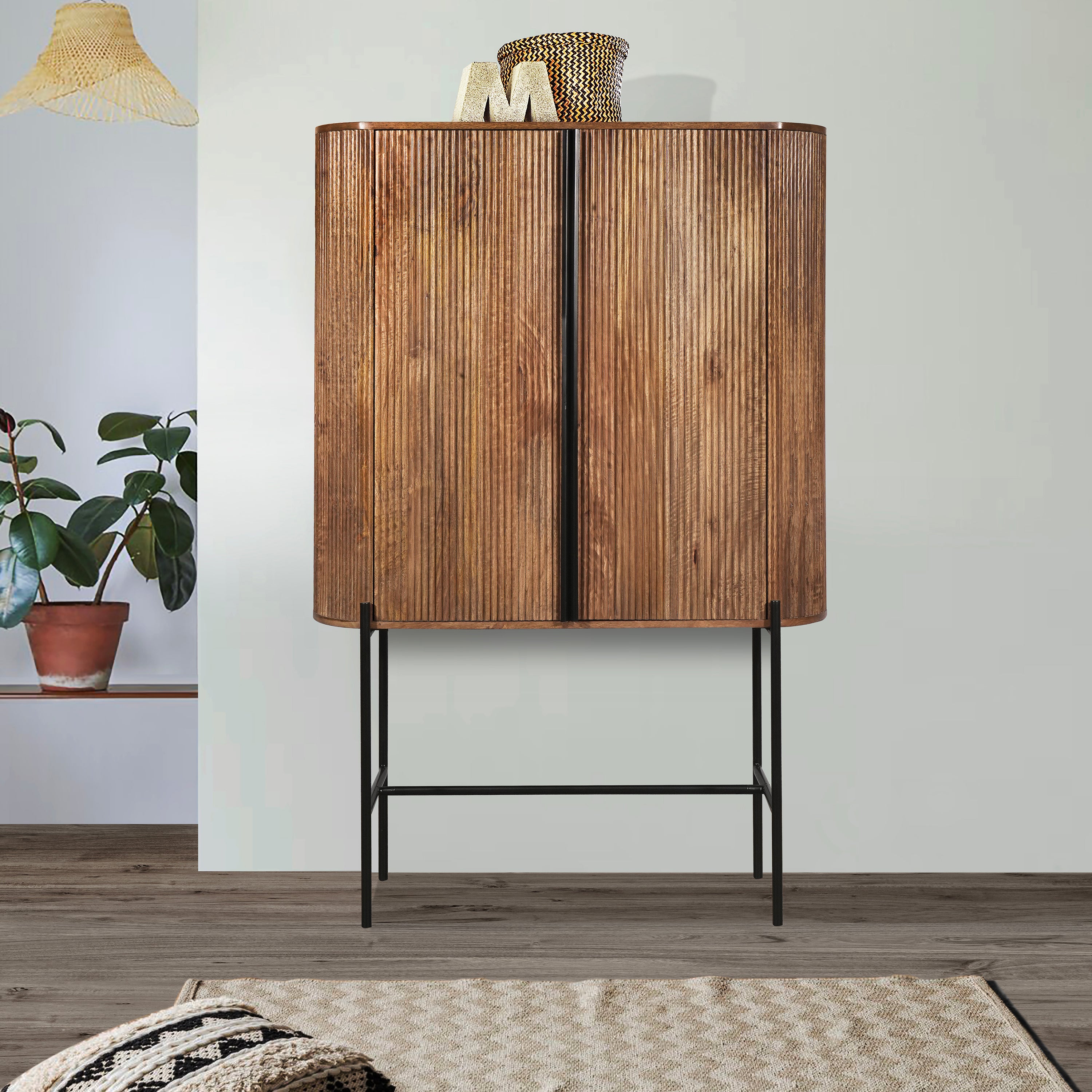 Zen Mango Wood High Sideboard, matching furniture available - Lifestyle Image