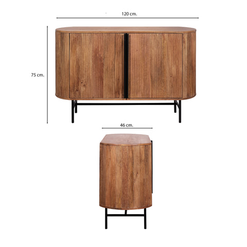 Zen Mango Wood 2 Door Sideboard, matching furniture available - Measurement Image