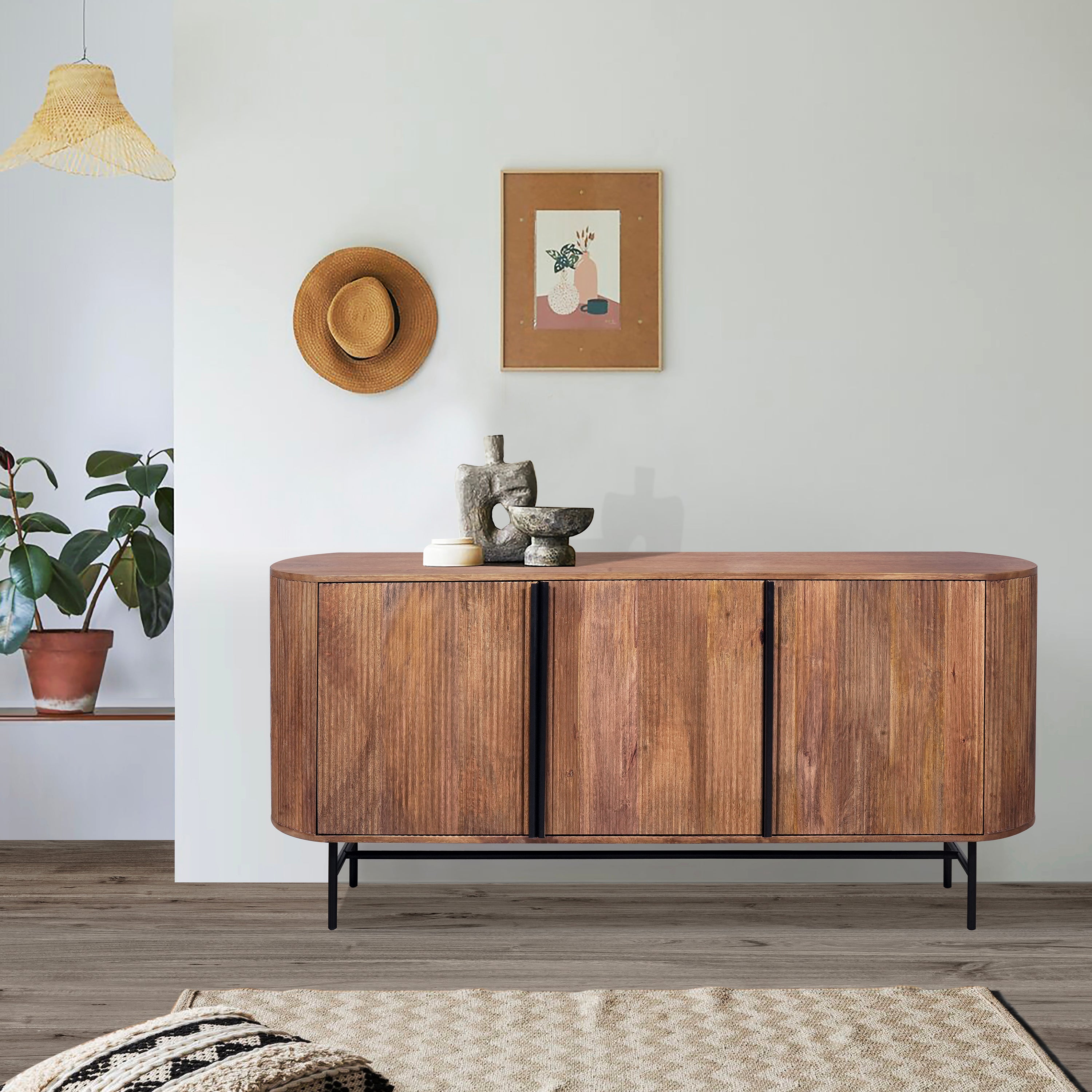 Zen Mango Wood 3 Door Sideboard