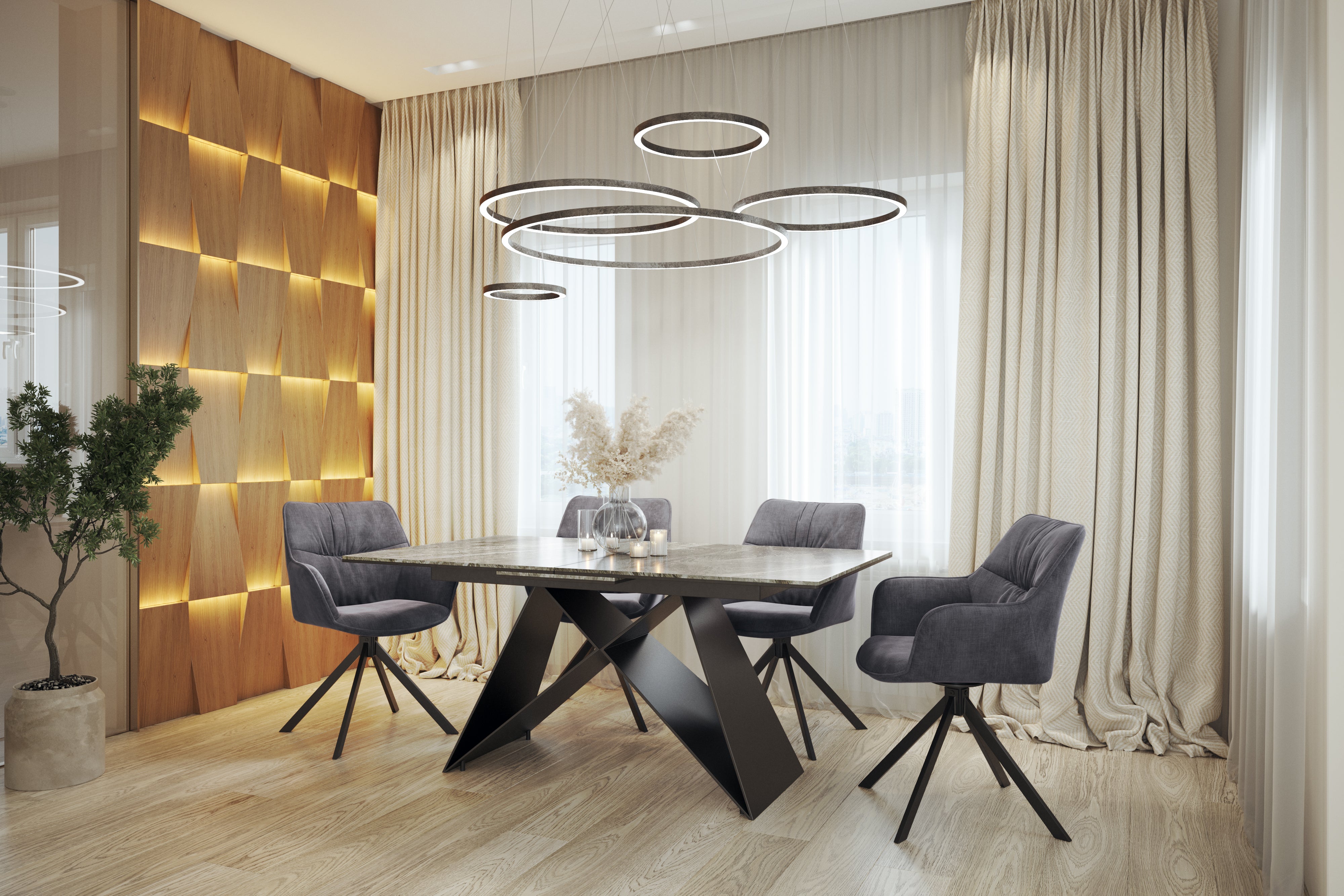 Kiano Grey Extendable Dining Table with Marvel Dining Chairs