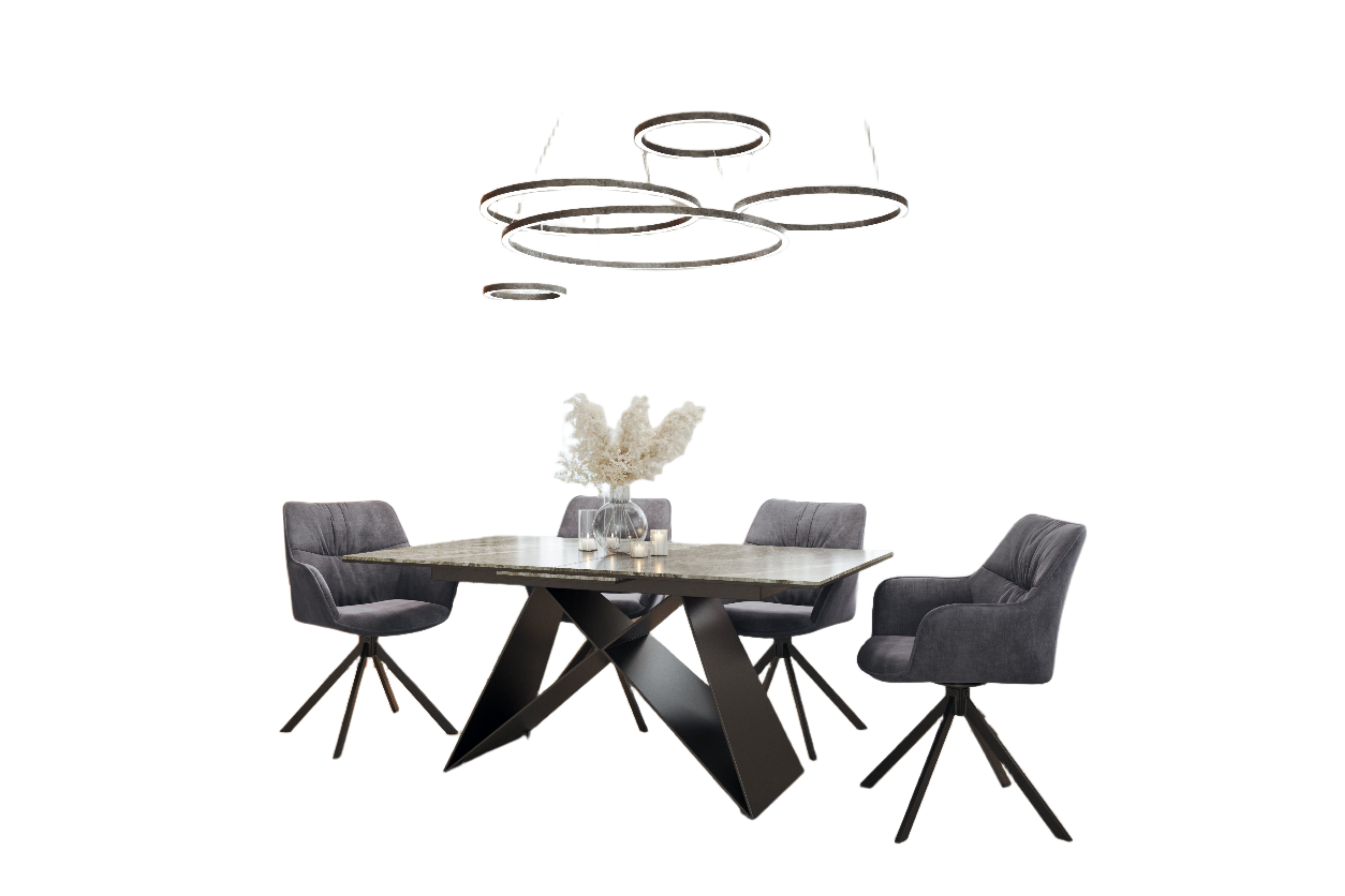 Kiano Grey Extendable Dining Table with Marvel Dining Chairs