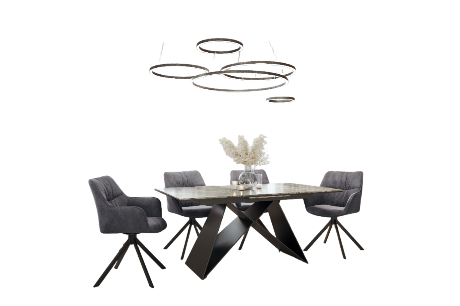 Kiano Grey Extendable Dining Table with Marvel Dining Chairs