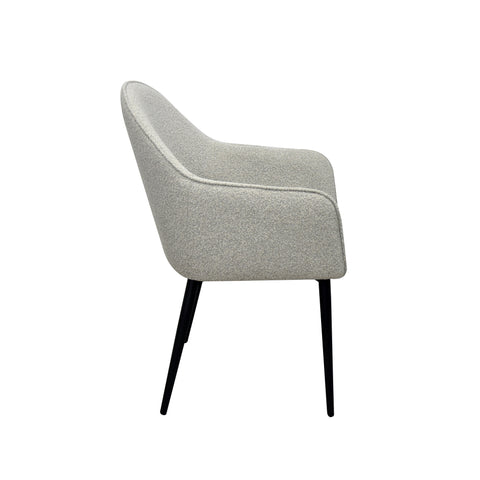 Set of 4 Cream Boucle Dining Chairs, also available in Grey - Cream Dining Chair Side Image