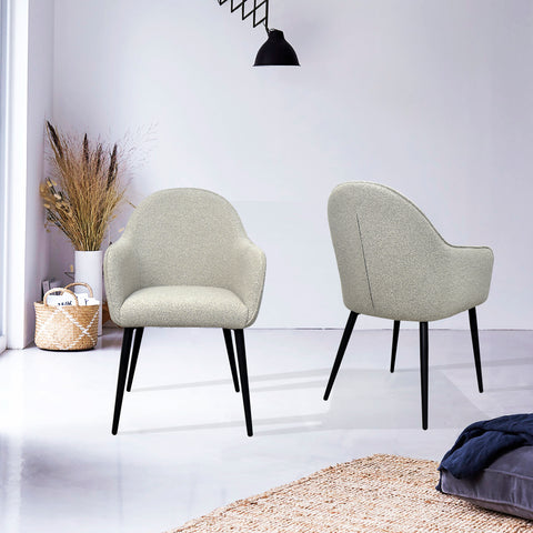 Set of 4 Cream Boucle Dining Chairs, also available in Grey - Lifestyle Image 