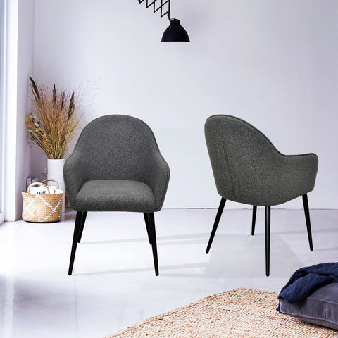 Boucle Set of 4 Grey Fabric Dining Chairs