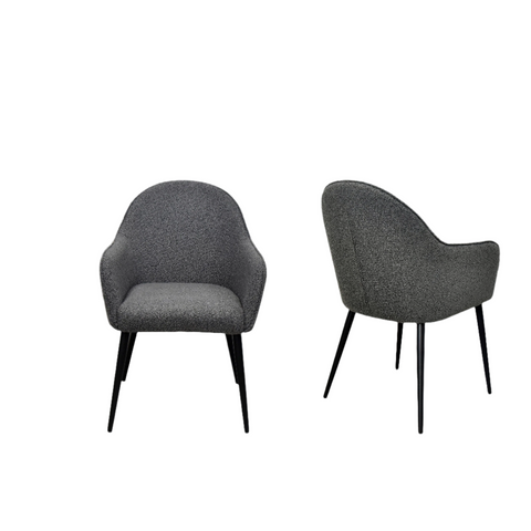 Boucle Grey Fabric Dining Chairs