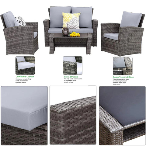 Bella Rattan 4 Seater Dining Set