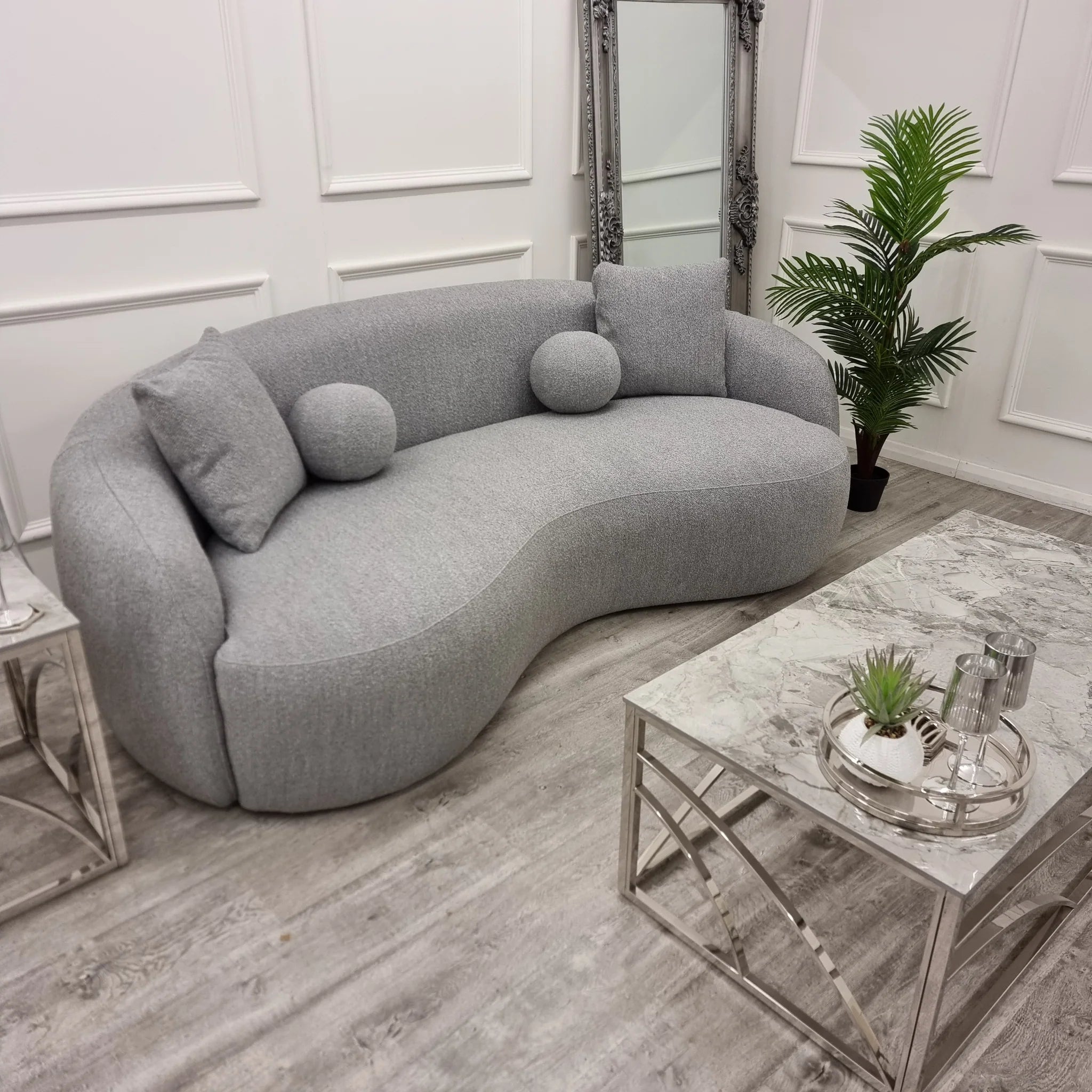 Wave Grey Boucle Sofa