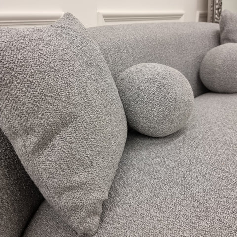 Wave Grey Boucle Sofa - Cushion Detail Image 