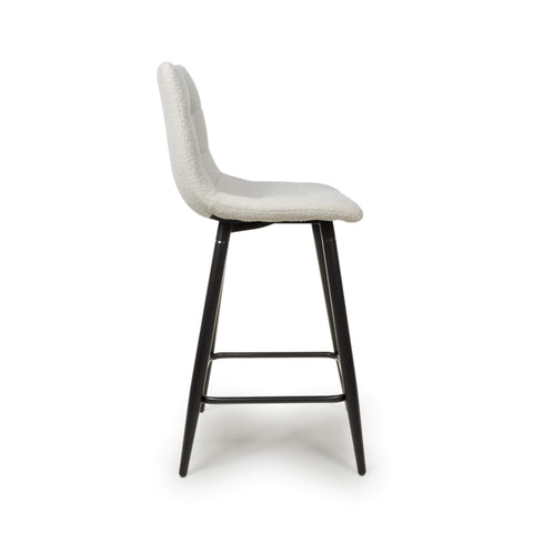 Pair of Cream Boucle Bar Stools, also available in Grey-Side-Image