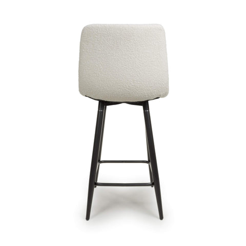 Pair of Cream Boucle Bar Stools, also available in Grey-Back-Of-Stool-Image