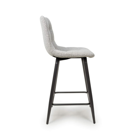 Pair of Grey Boucle Bar Stools, also available in Cream-Side Image