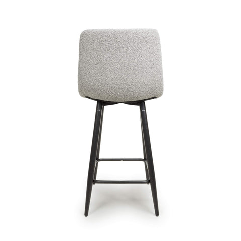 Pair of Grey Boucle Bar Stools, also available in Cream-Back Of Stool Image