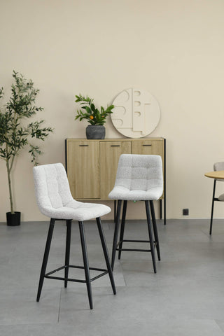 Pair of Grey Boucle Bar Stools, also available in Cream-Lifestyle-Image