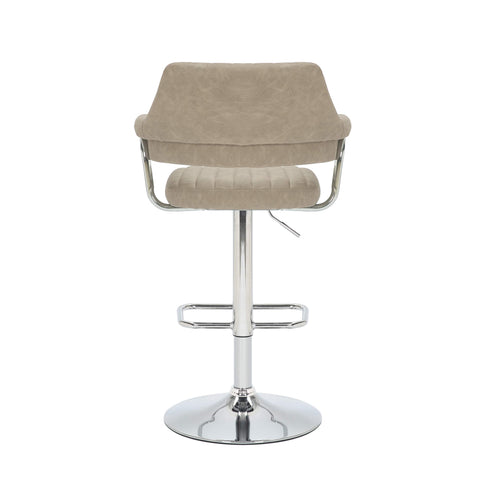 Pair of Mink Leather Effect Bar Stools, adjustable height. Also available in Charcoal or Grey-Back-of-Stool-Image