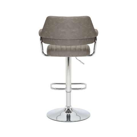 Pair of Charcoal Leather Effect Bar Stools, adjustable height. Also available in Mink or Grey-Back-of-Chair-Image