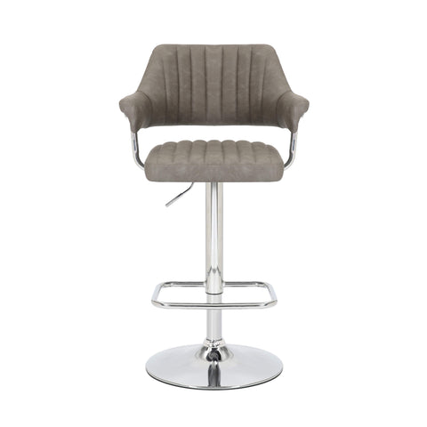 Pair of Charcoal Leather Effect Bar Stools, adjustable height. Also available in Mink or Grey-Main-Image 