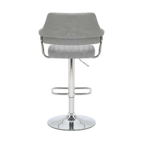 Pair of Grey Leather Effect Bar Stools, adjustable height. Also available in Charcoal or Mink-Back-Of-Stool-Image