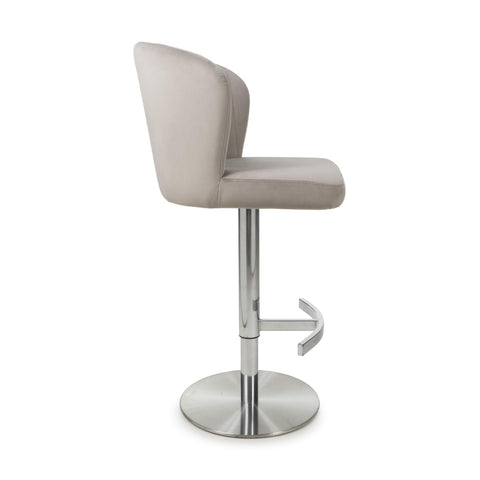 Brushed Velvet Mink Bar Stool, also available in Green and Grey.Side-Image