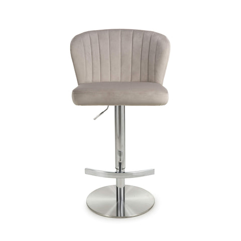 Brushed Velvet Mink Bar Stool, also available in Green and Grey.Main-Image