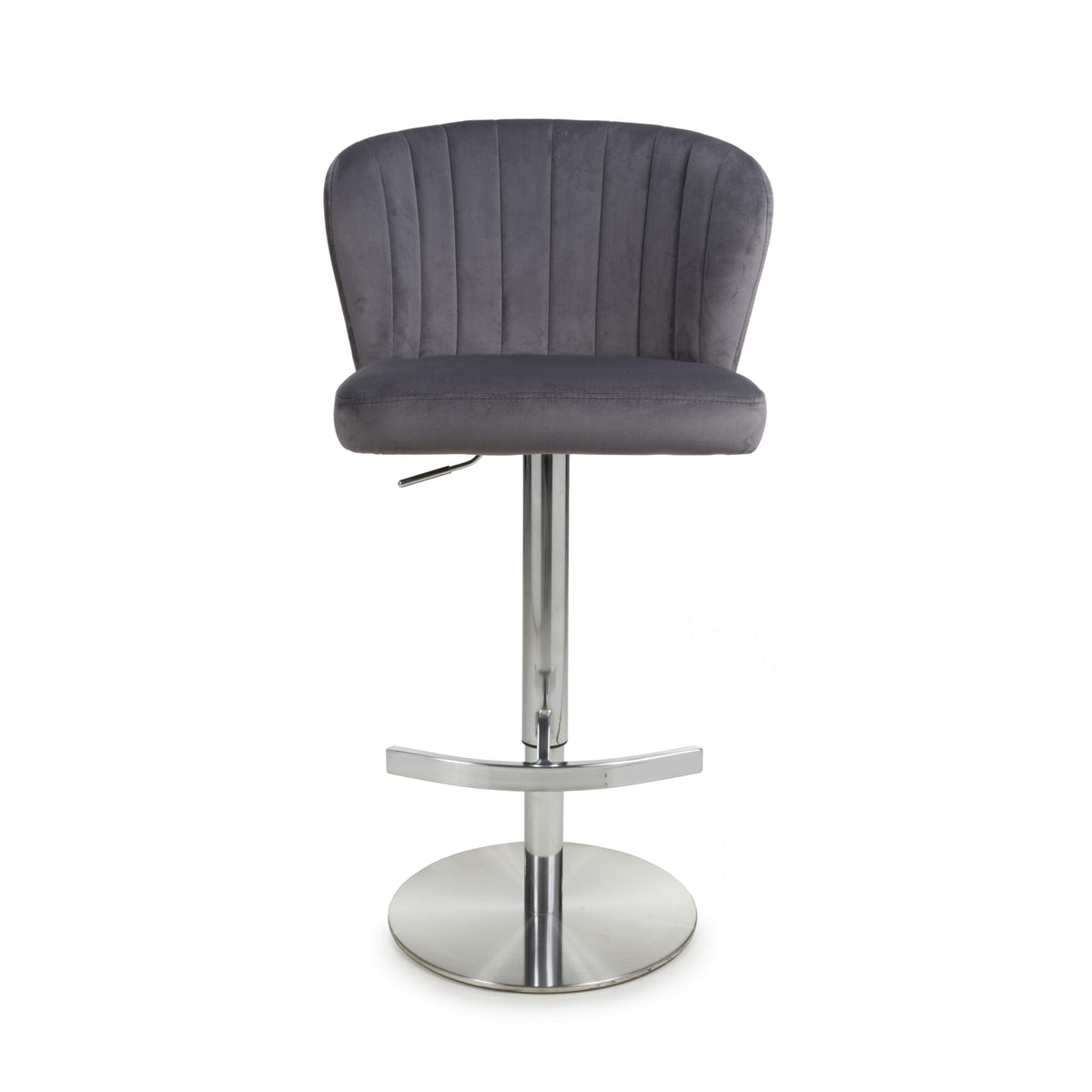 Brushed Velvet Grey Bar Stool, also available in Green and Mink.Main-Image