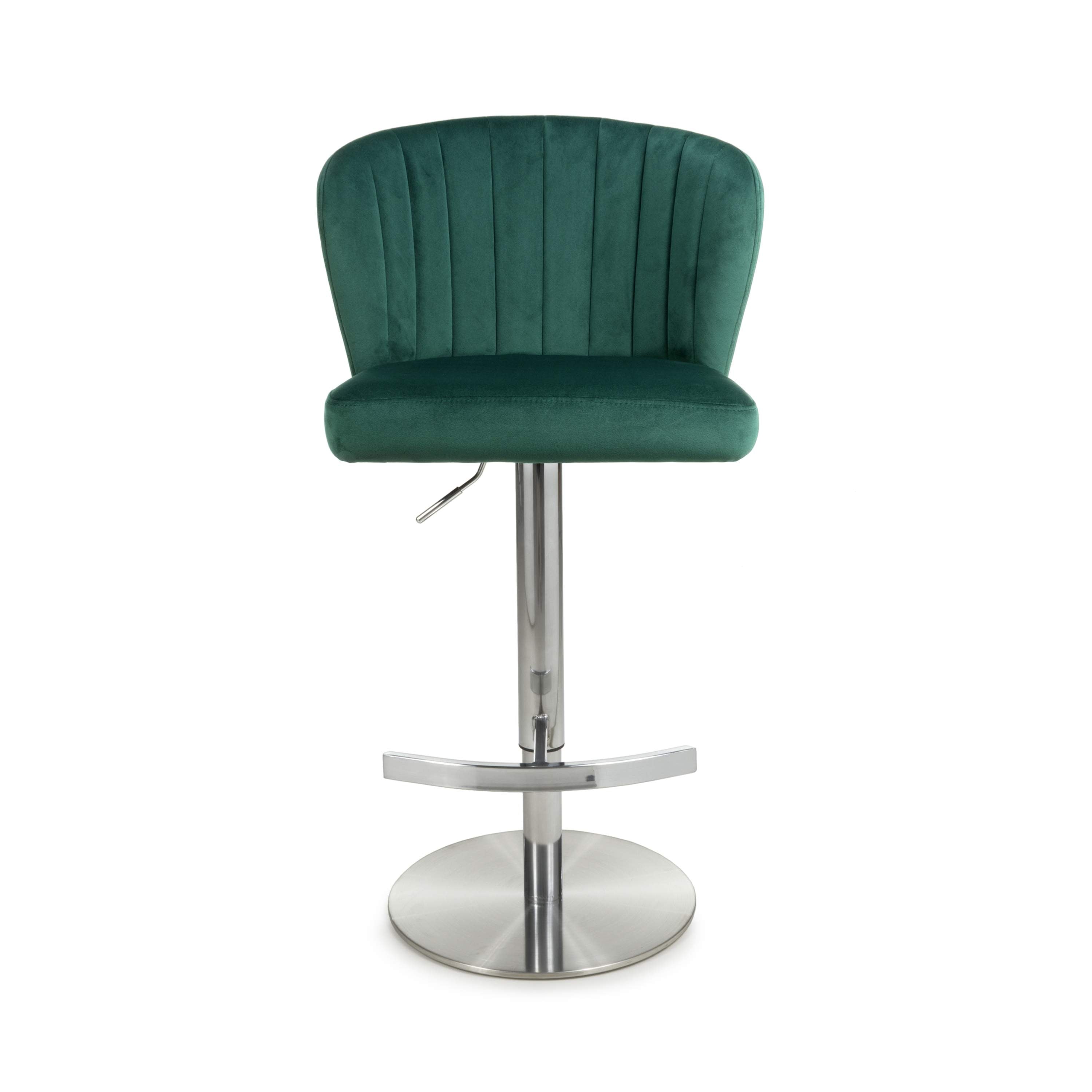 Brushed Velvet Green Bar Stool