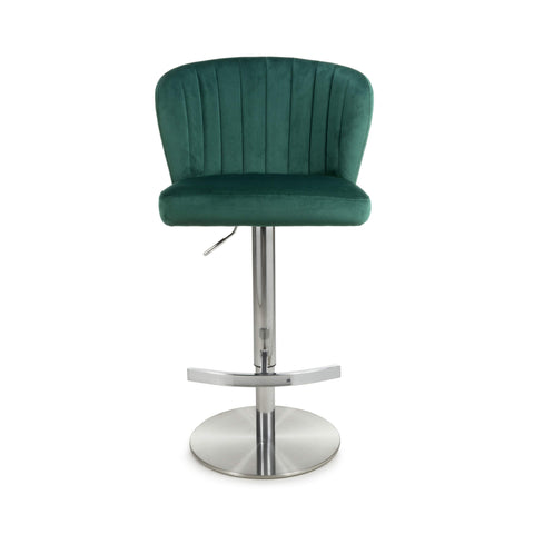 Brushed Velvet Green Bar Stool, also available in Mink and Grey.Main-Image 