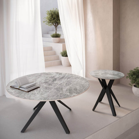 Lina Grey Gloss Ceramic Coffee Table - Lifestyle Image 