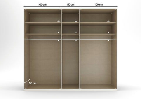 Symphony 251cm Glass Large 5 Door Wardrobe