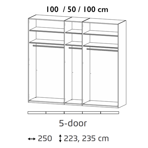 Rauch Symphony 5 Door Hinged Rauch Skat Meridian Wardrobe - Interior Details